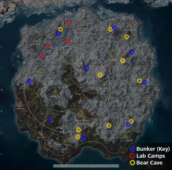 Vikendi - Mapa Bunkry / Laboratoria / Niedźwiedzie